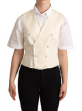 Dolce & Gabbana Beige Silk Sleeveless Waistcoat Vest by Dolce & Gabbana
