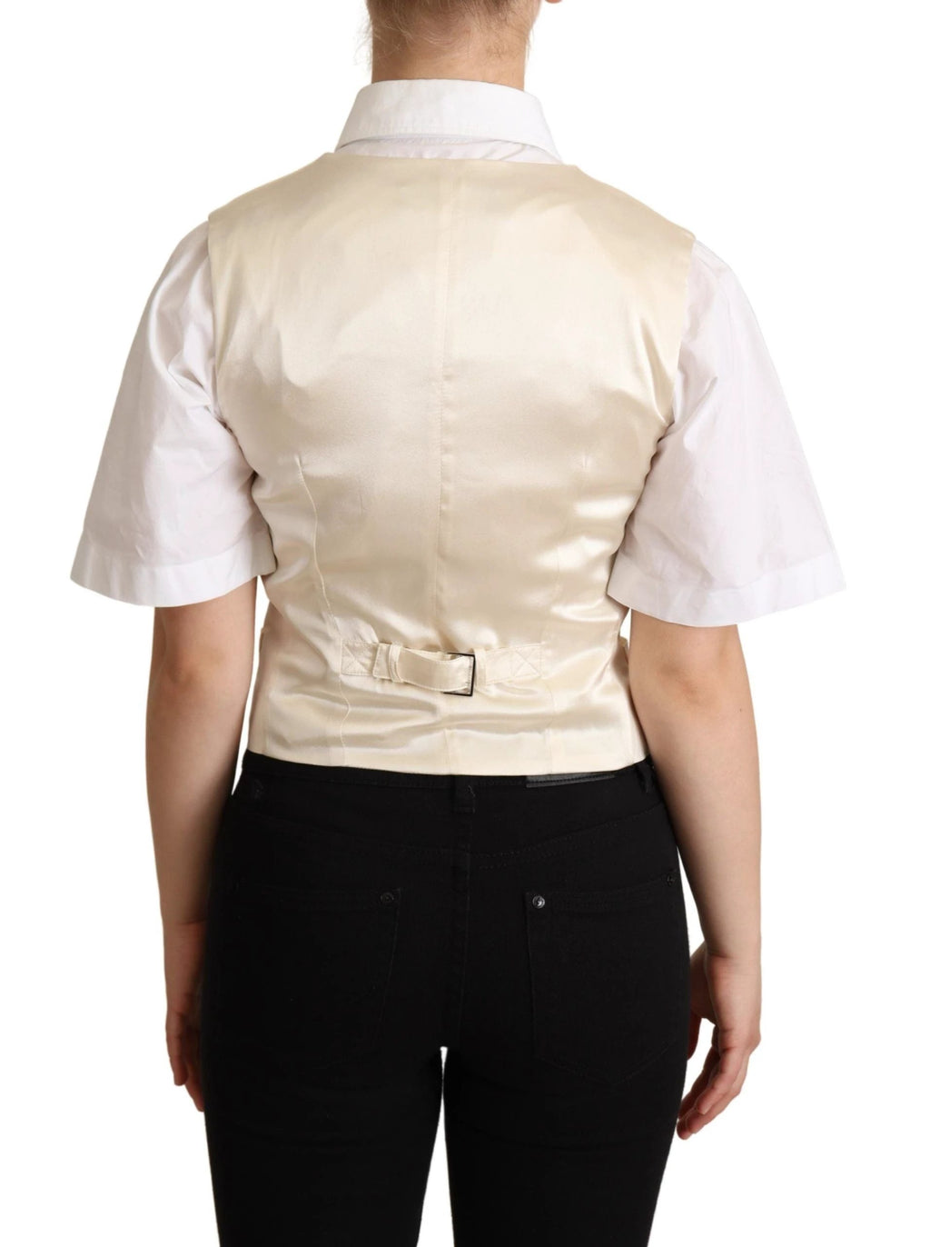 Dolce & Gabbana Beige Silk Sleeveless Waistcoat Vest by Dolce & Gabbana
