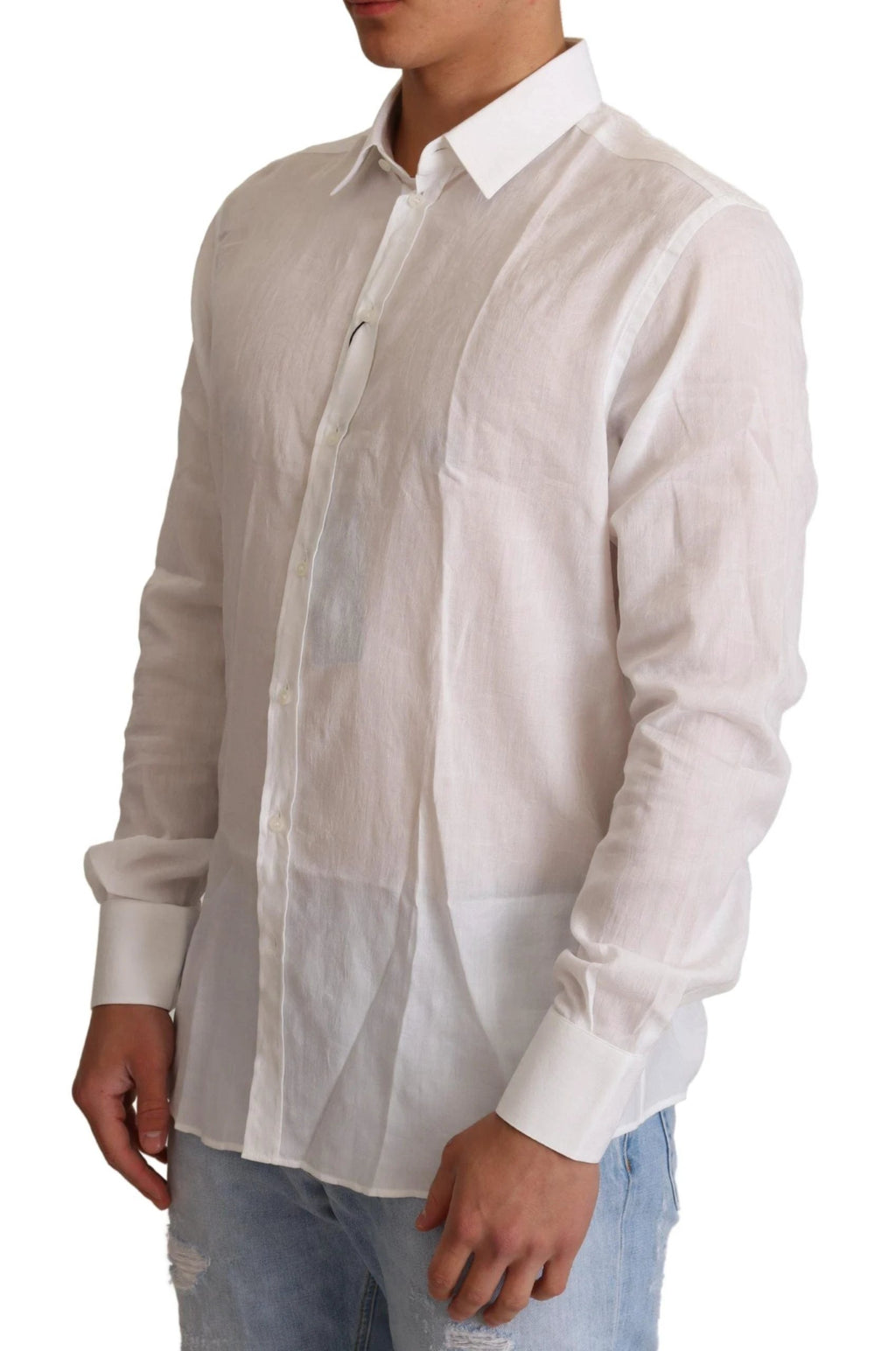 Dolce & Gabbana White Cotton Floral Pattern MARTINI Shirt by Dolce & Gabbana