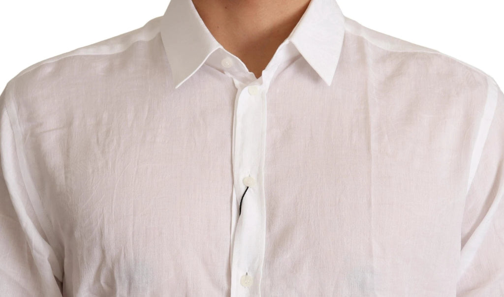 Dolce & Gabbana White Cotton Floral Pattern MARTINI Shirt by Dolce & Gabbana