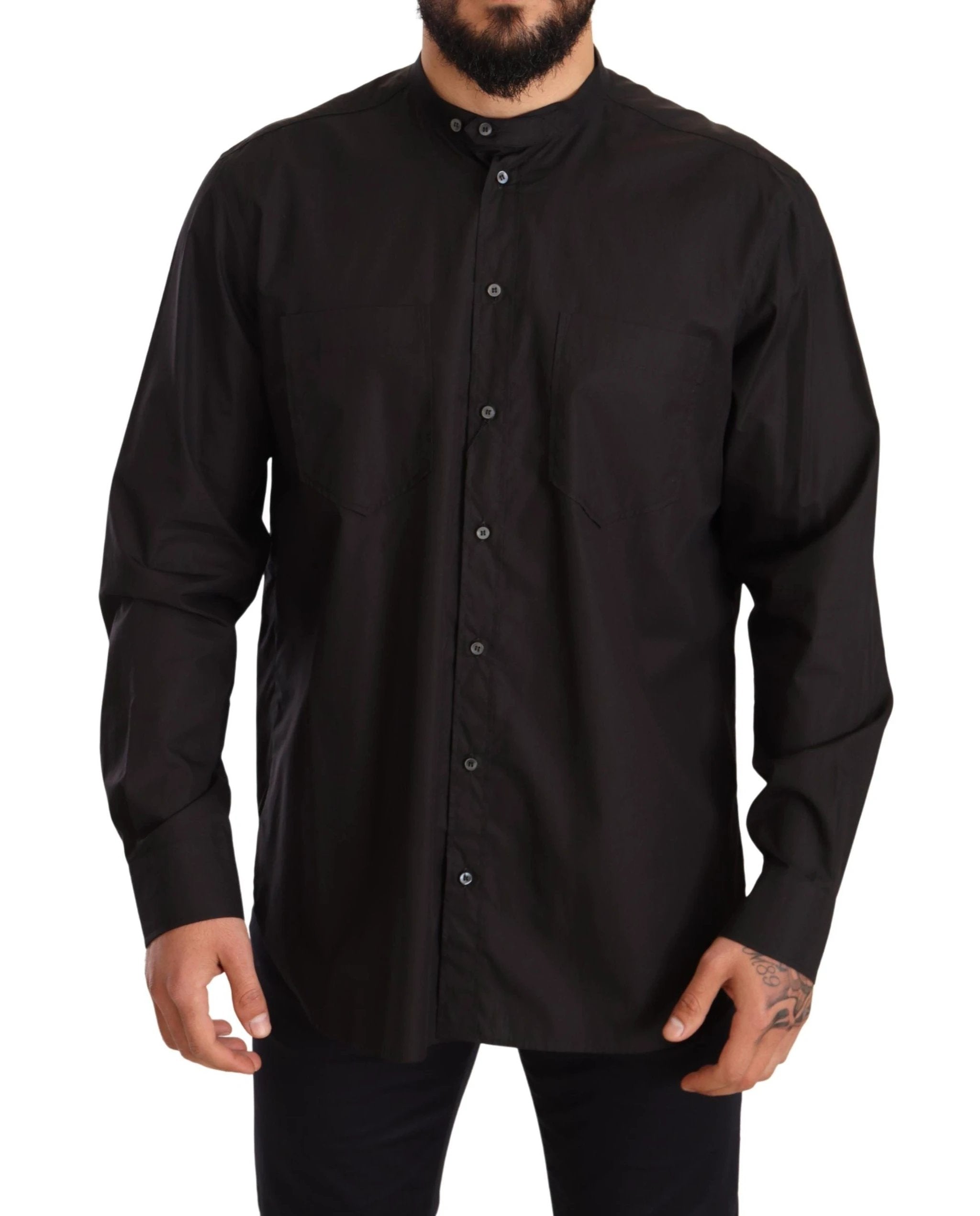Dolce & Gabbana Black 100% Cotton Formal Dress Top Shirt by Dolce & Gabbana