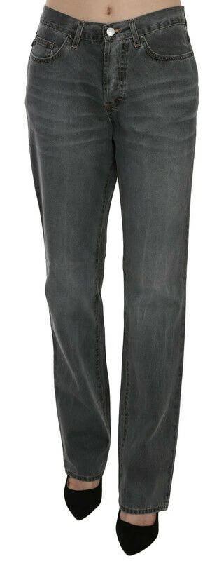 Just Cavalli Gray Washed Mid Waist Straight Denim Pants Jeans by Just Cavalli
