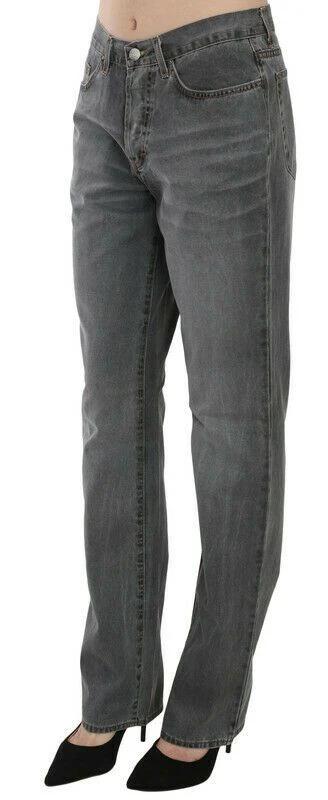 Just Cavalli Gray Washed Mid Waist Straight Denim Pants Jeans by Just Cavalli