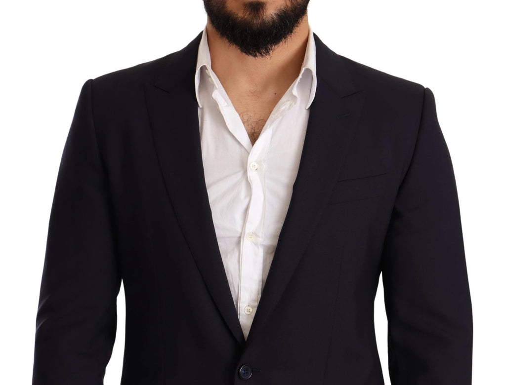 Dolce & Gabbana Navy Blue Wool Slim Fit MARTINI Blazer by Dolce & Gabbana