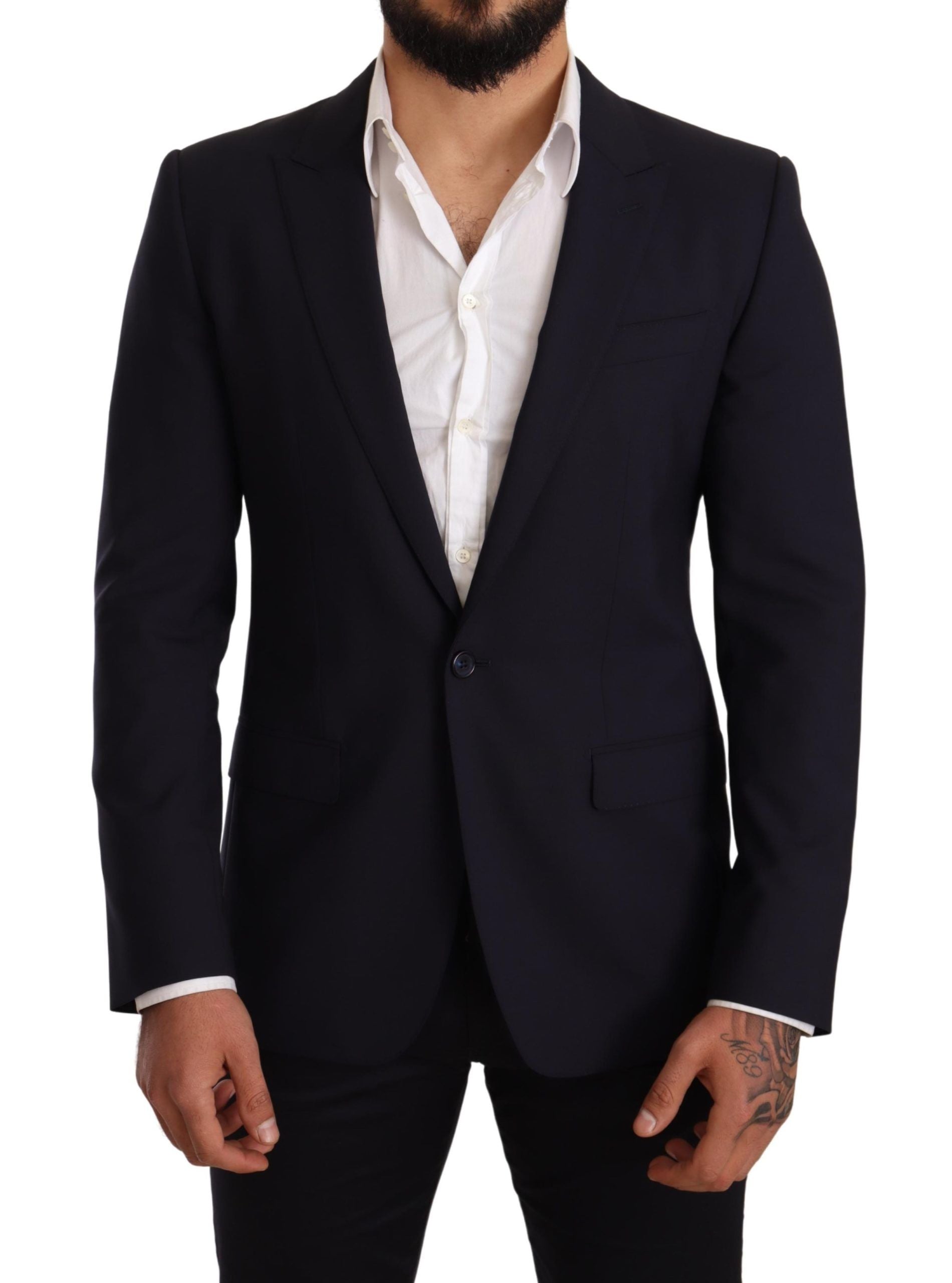 Dolce & Gabbana Navy Blue Wool Slim Fit MARTINI Blazer by Dolce & Gabbana
