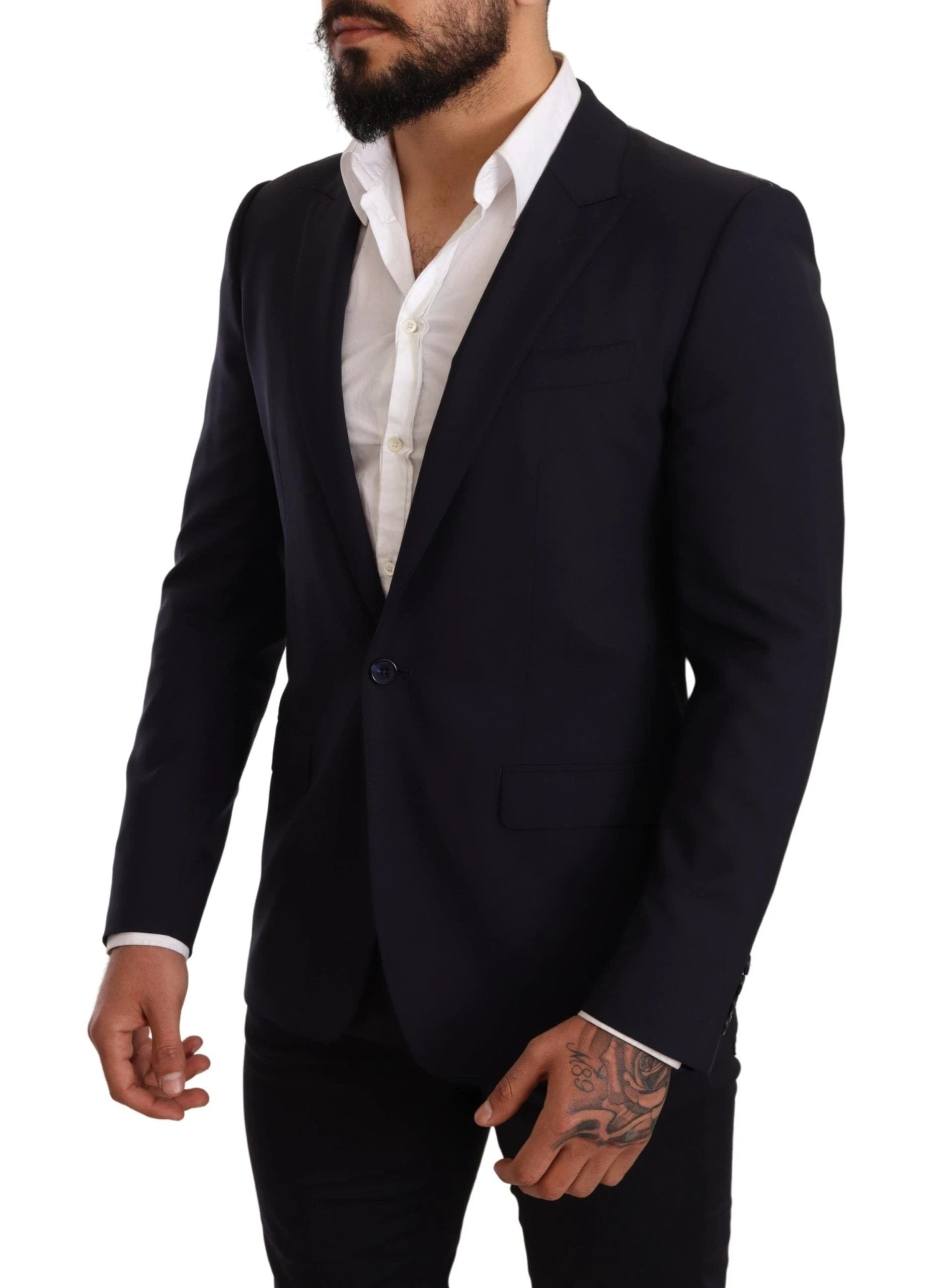 Dolce & Gabbana Navy Blue Wool Slim Fit MARTINI Blazer by Dolce & Gabbana