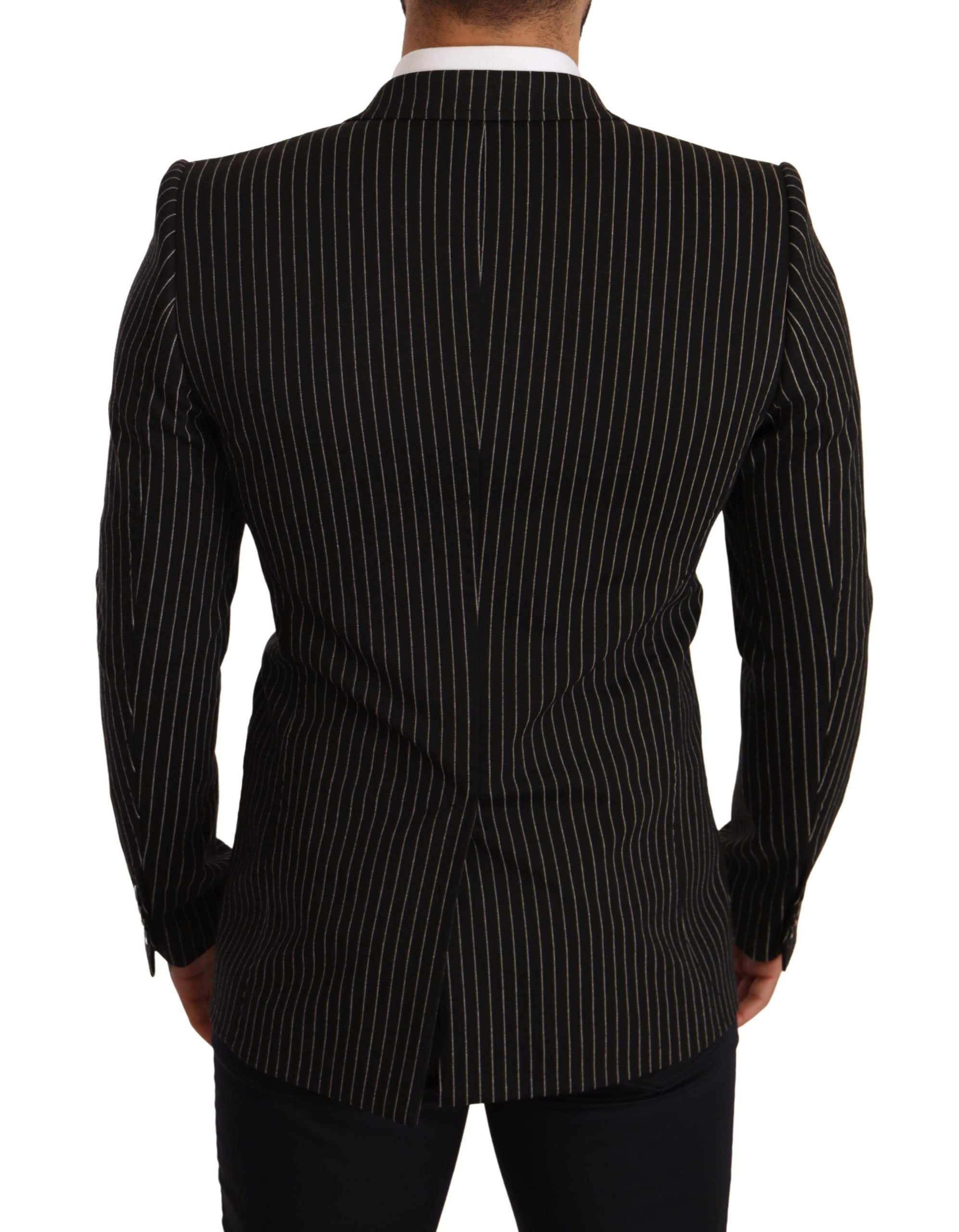 Dolce & Gabbana Black White Striped Slim Fit Coat Blazer by Dolce & Gabbana