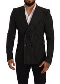 Dolce & Gabbana Black White Striped Slim Fit Coat Blazer by Dolce & Gabbana