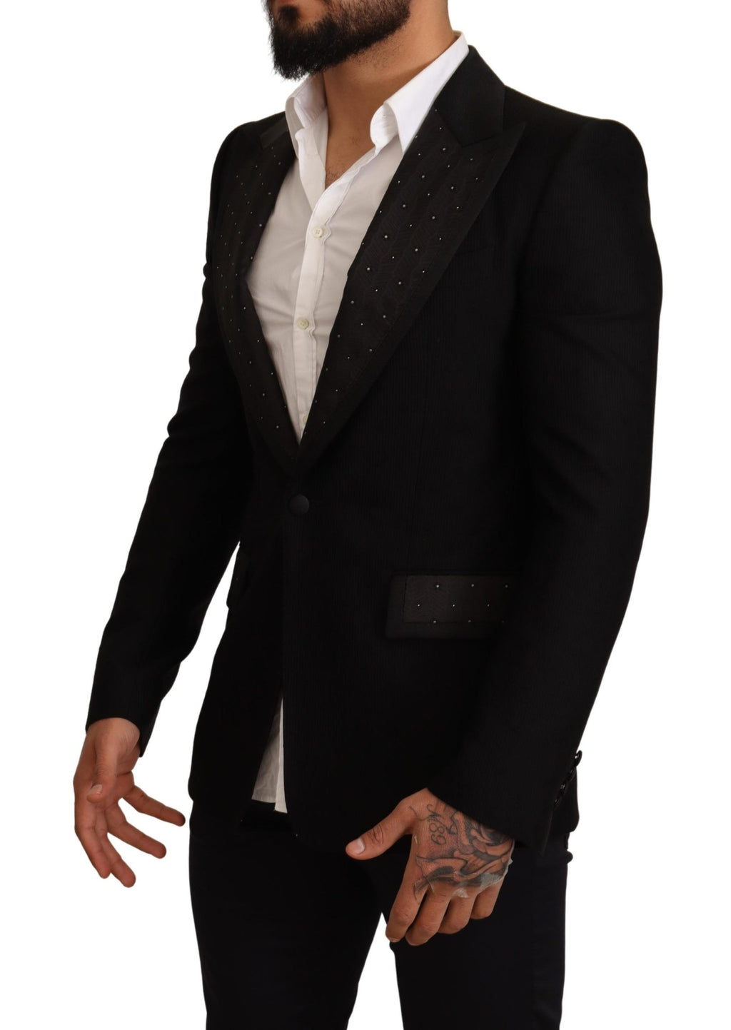 Dolce & Gabbana Black Wool Slim Fit Coat Blazer Jacket by Dolce & Gabbana