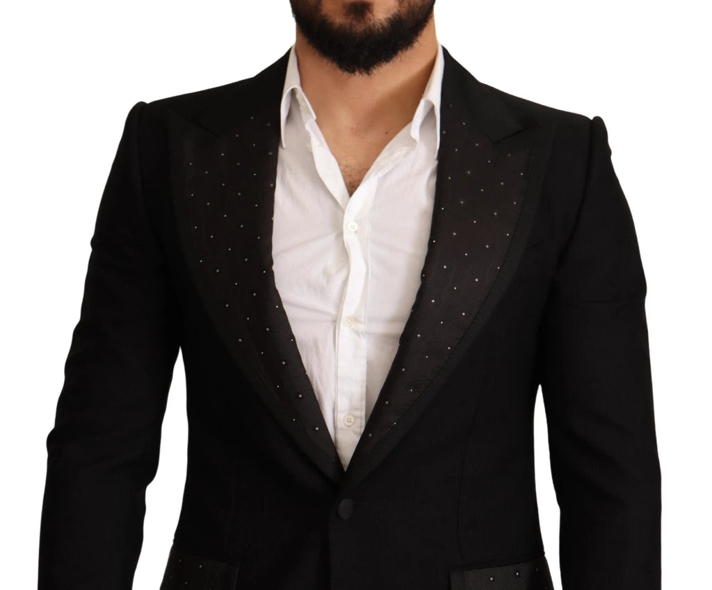 Dolce & Gabbana Black Wool Slim Fit Coat Blazer Jacket by Dolce & Gabbana