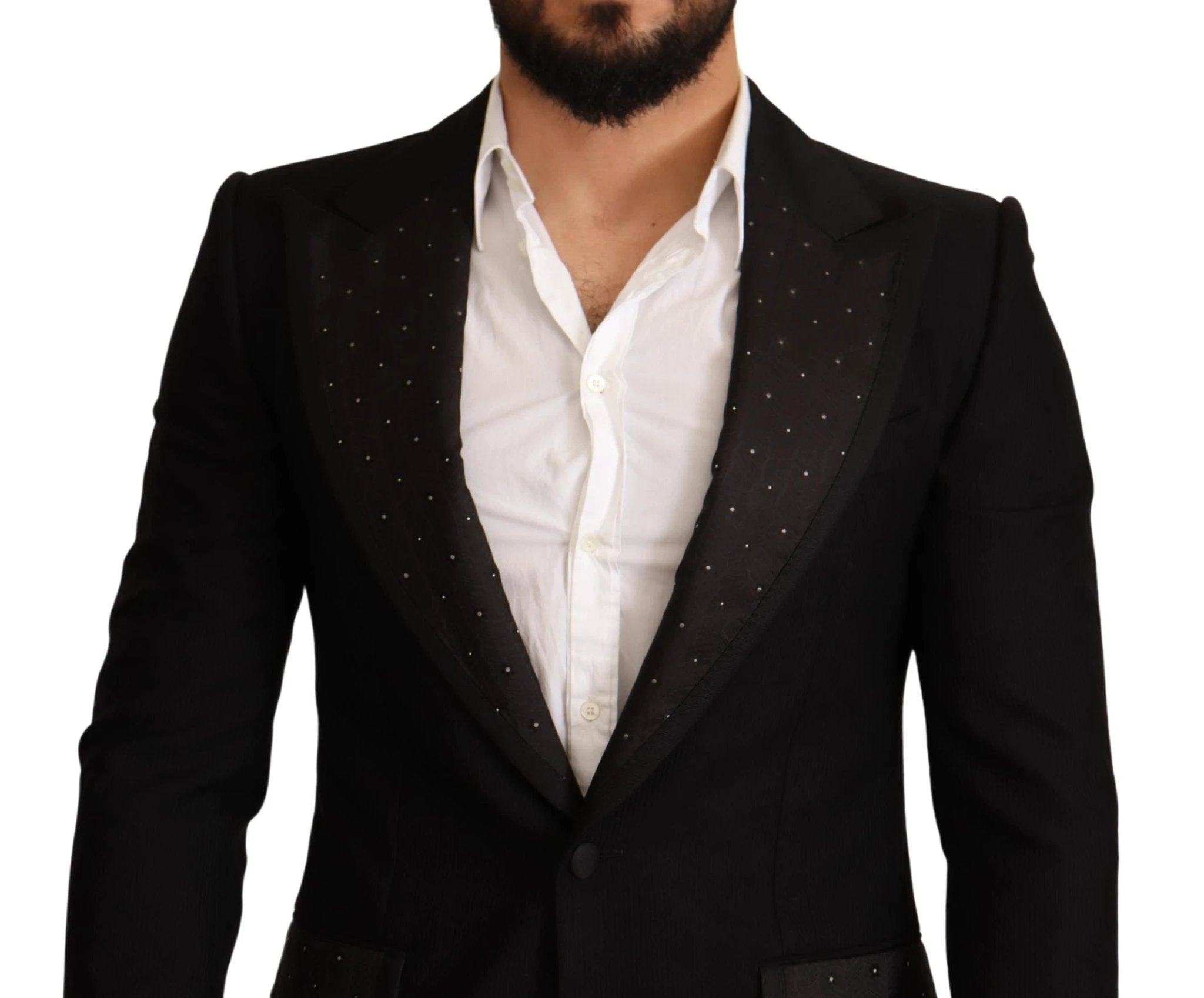 Dolce & Gabbana Black Wool Slim Fit Coat Blazer Jacket by Dolce & Gabbana