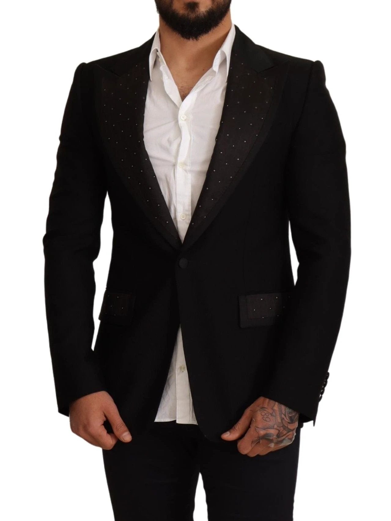 Dolce & Gabbana Black Wool Slim Fit Coat Blazer Jacket by Dolce & Gabbana