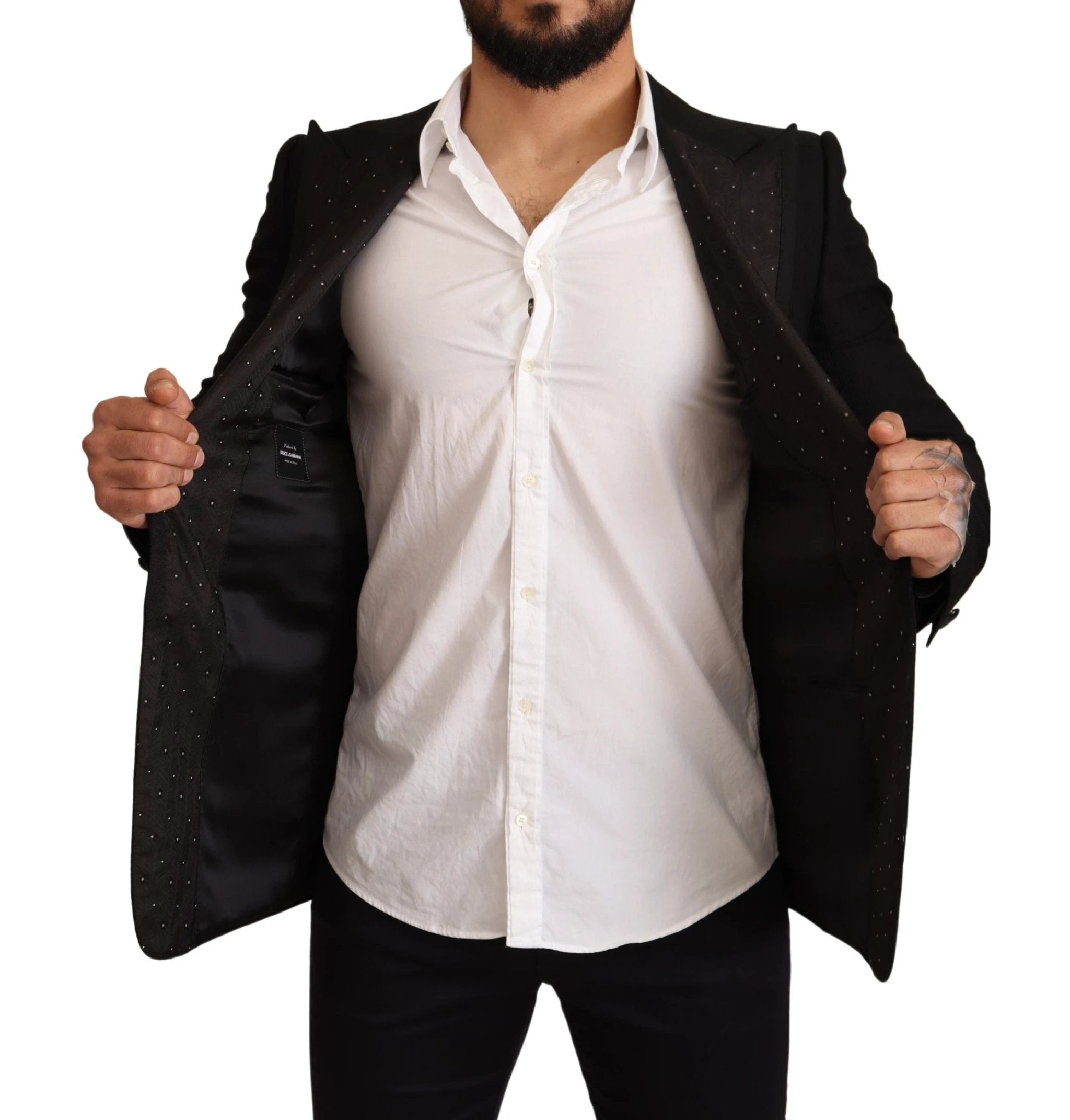 Dolce & Gabbana Black Wool Slim Fit Coat Blazer Jacket by Dolce & Gabbana