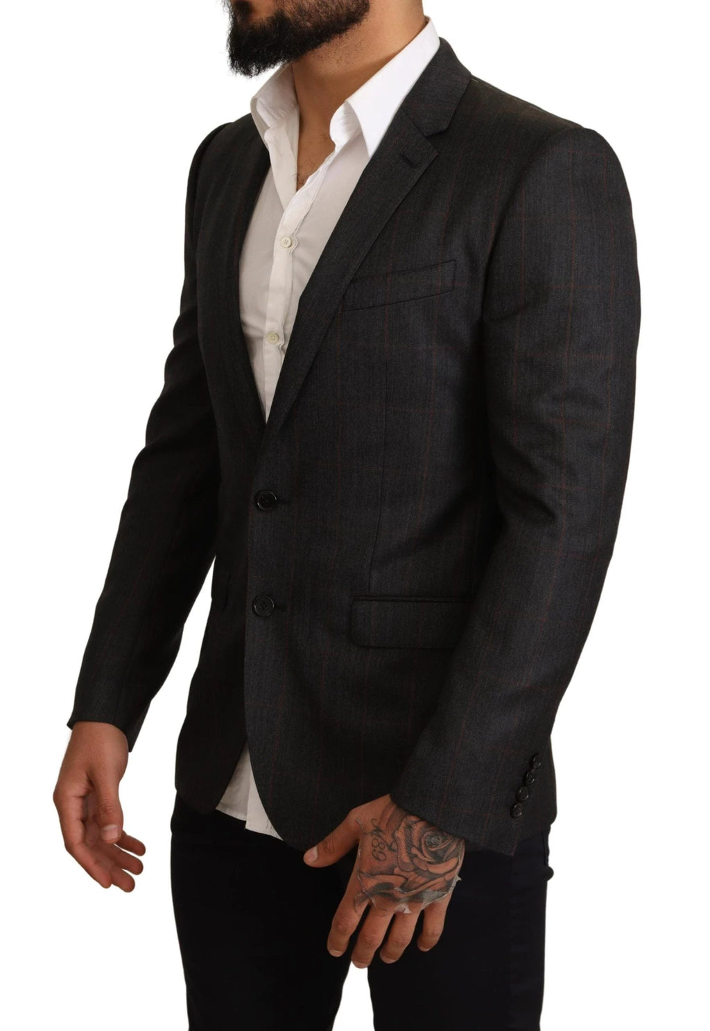 Dolce & Gabbana Gray Check Wool Slim Fit Blazer Jacket by Dolce & Gabbana