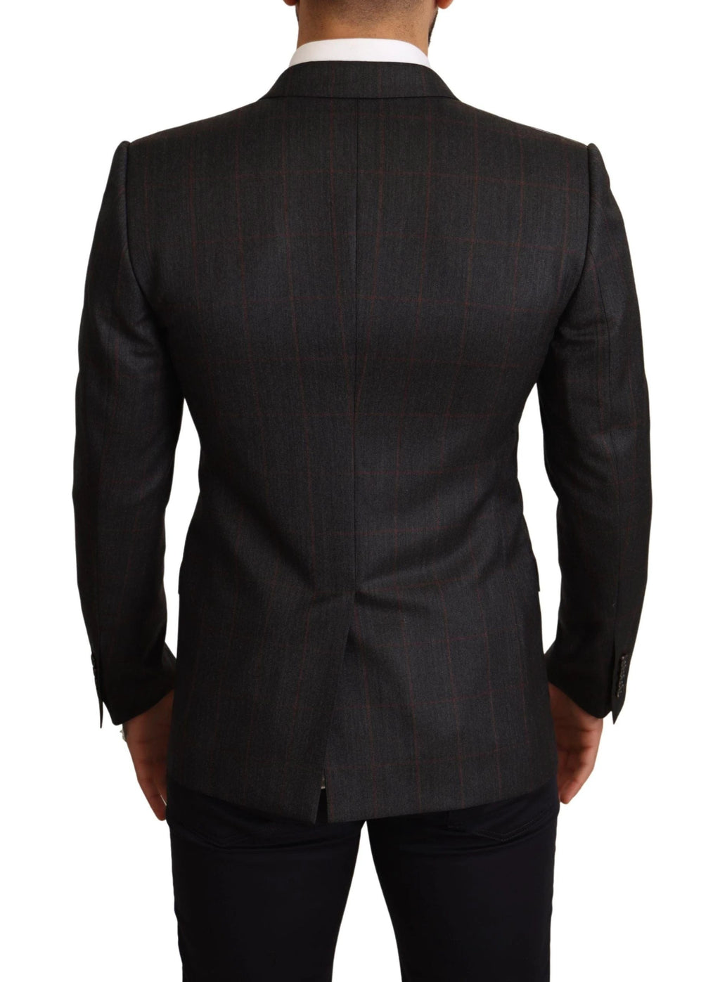 Dolce & Gabbana Gray Check Wool Slim Fit Blazer Jacket by Dolce & Gabbana