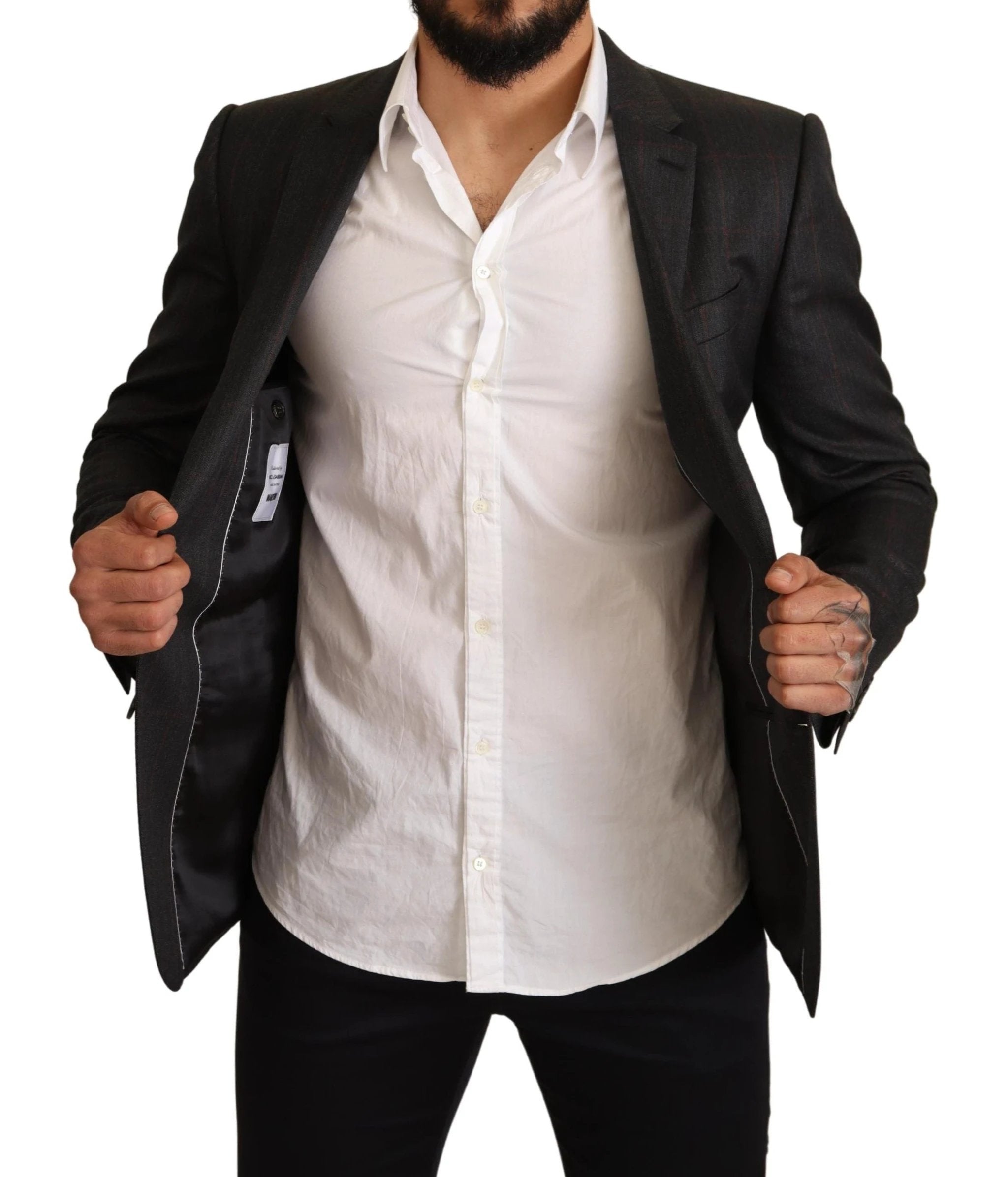 Dolce & Gabbana Gray Check Wool Slim Fit Blazer Jacket by Dolce & Gabbana