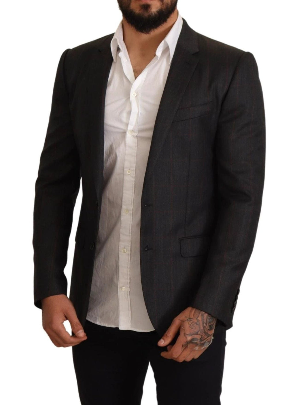 Dolce & Gabbana Gray Check Wool Slim Fit Blazer Jacket by Dolce & Gabbana