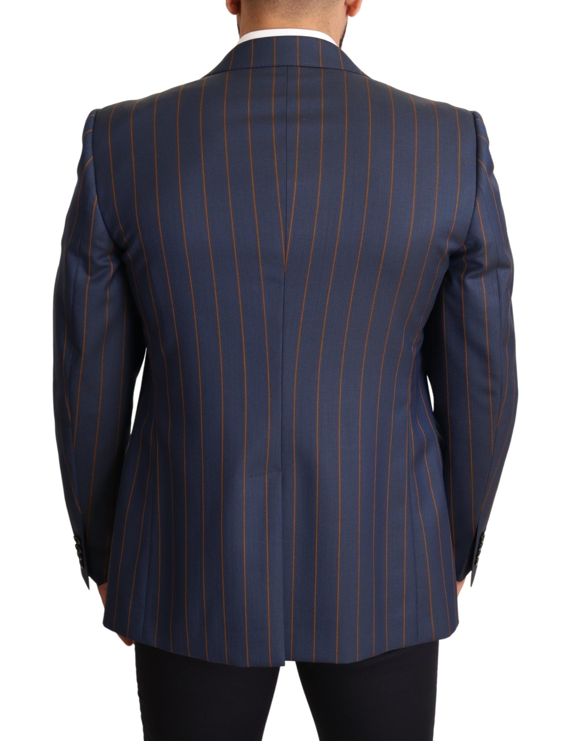 Dolce & Gabbana Blue Striped Wool Slim Fit Blazer Jacket by Dolce & Gabbana