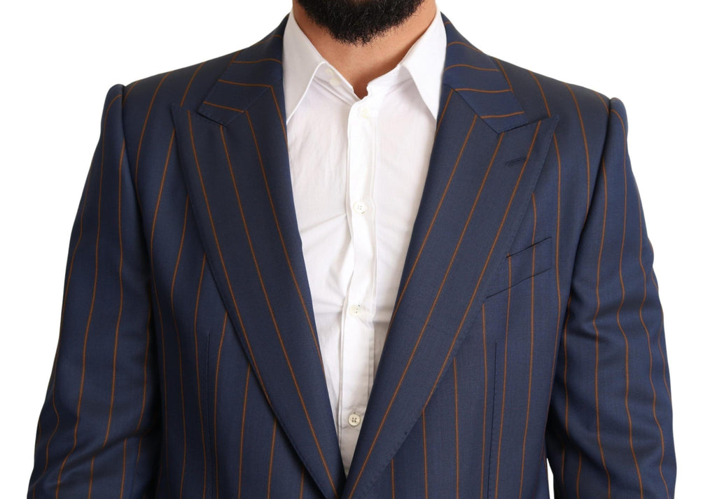 Dolce & Gabbana Blue Striped Wool Slim Fit Blazer Jacket by Dolce & Gabbana