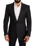 Dolce & Gabbana Black Linen Slim Fit Coat Jacket Blazer by Dolce & Gabbana