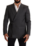 Dolce & Gabbana Gray Check Wool Slim Fit Blazer Jacket by Dolce & Gabbana