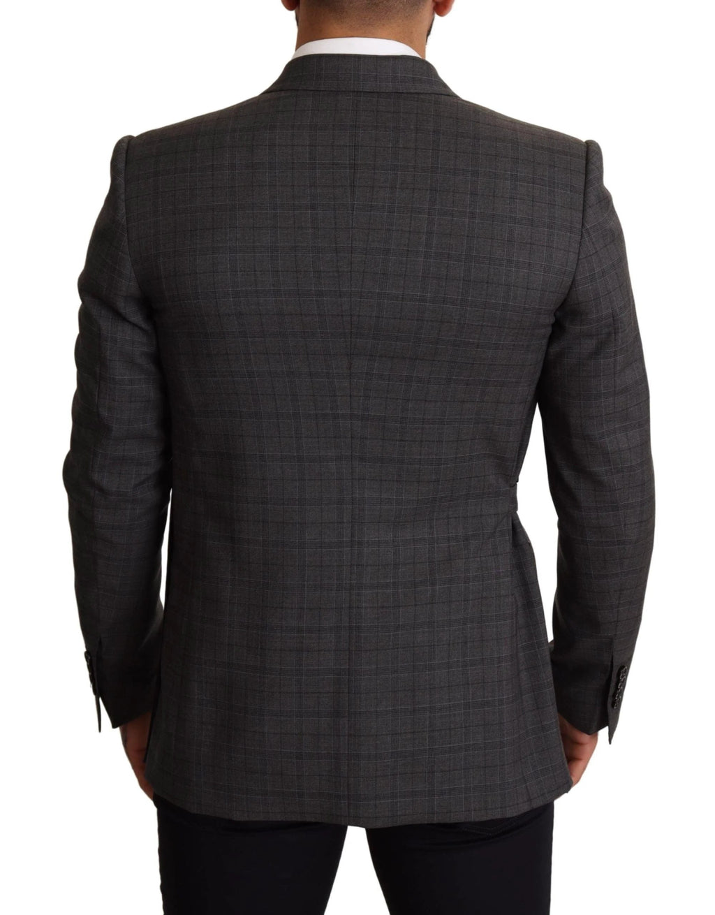 Dolce & Gabbana Gray Check Wool Slim Fit Blazer Jacket by Dolce & Gabbana