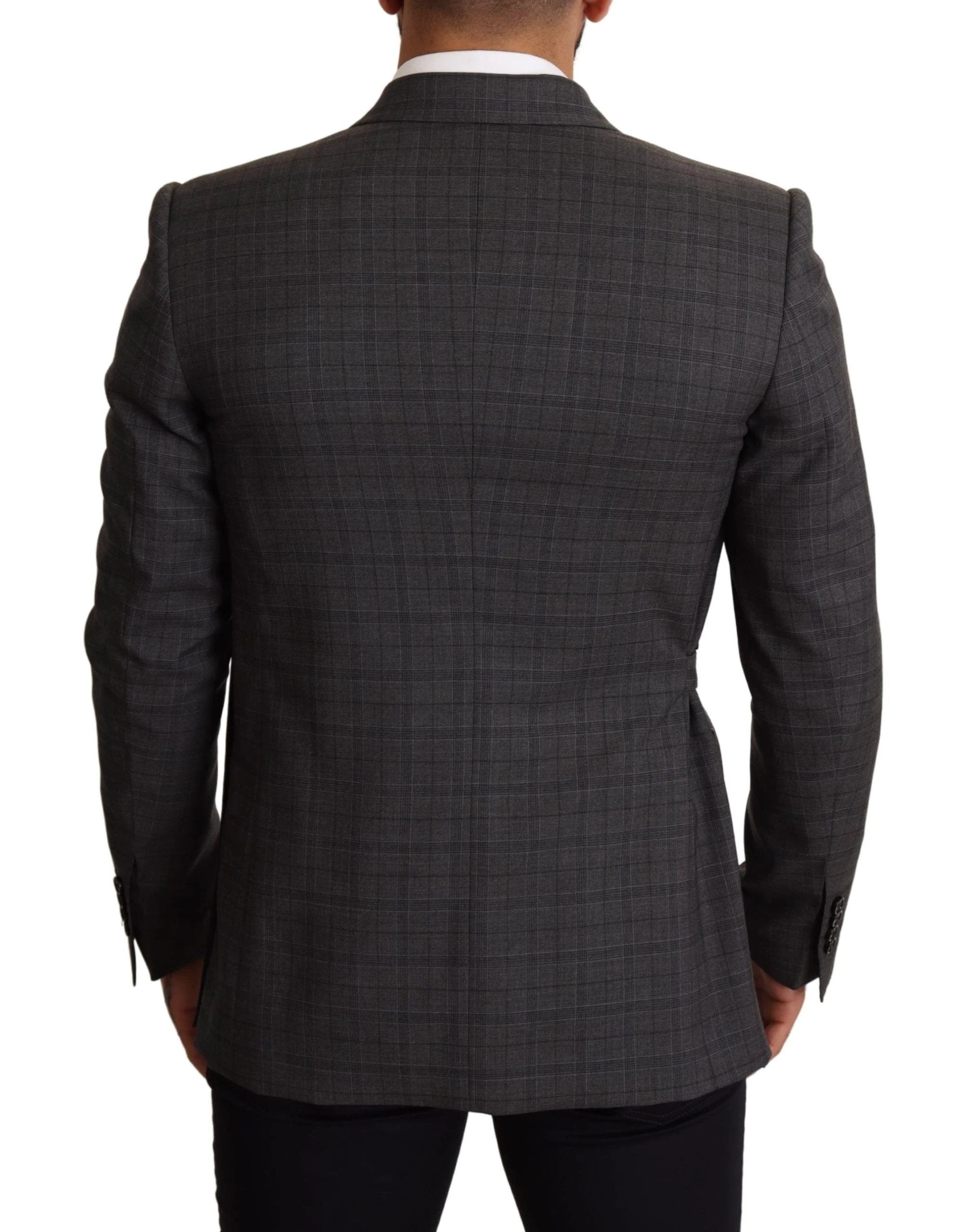 Dolce & Gabbana Gray Check Wool Slim Fit Blazer Jacket by Dolce & Gabbana