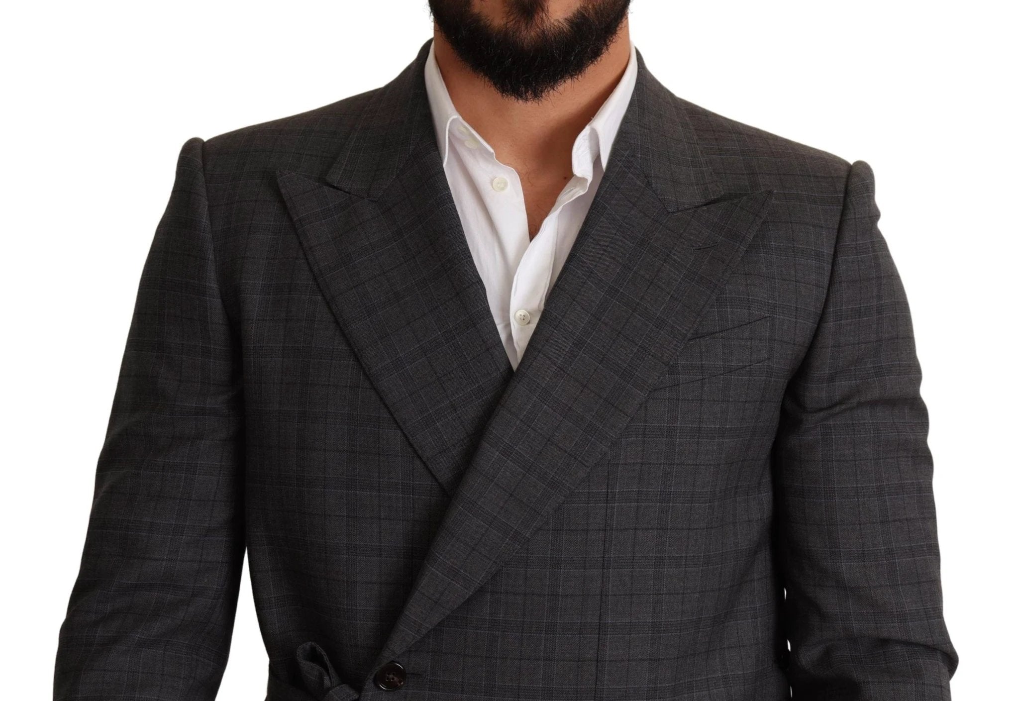 Dolce & Gabbana Gray Check Wool Slim Fit Blazer Jacket by Dolce & Gabbana