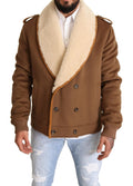 Dolce & Gabbana Brown Double Breasted Shearling Coat Jacket by Dolce & Gabbana
