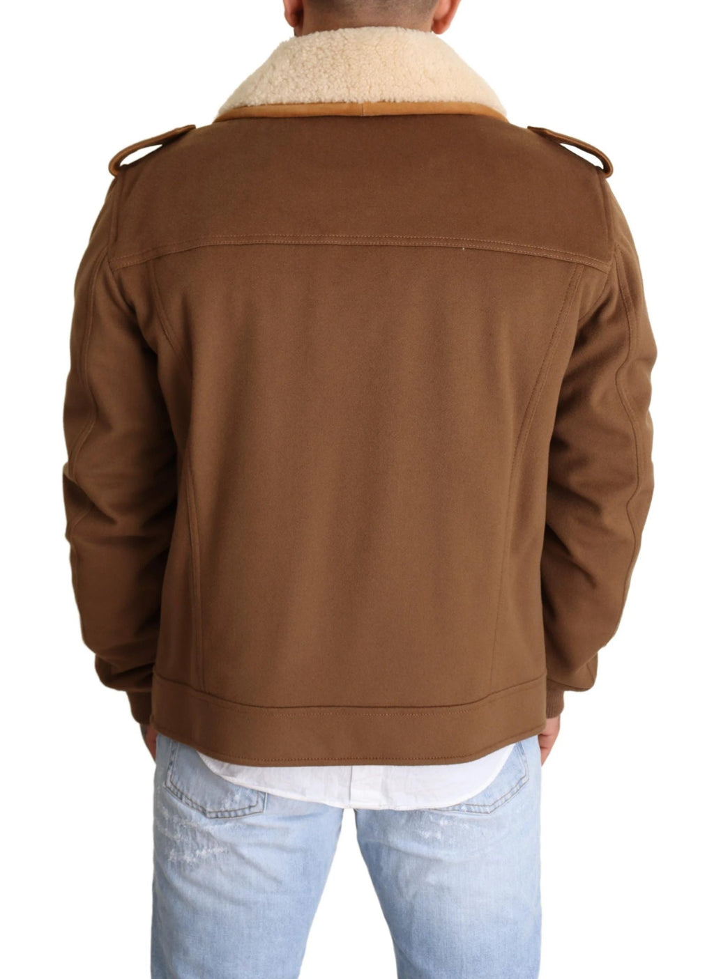 Dolce & Gabbana Brown Double Breasted Shearling Coat Jacket by Dolce & Gabbana
