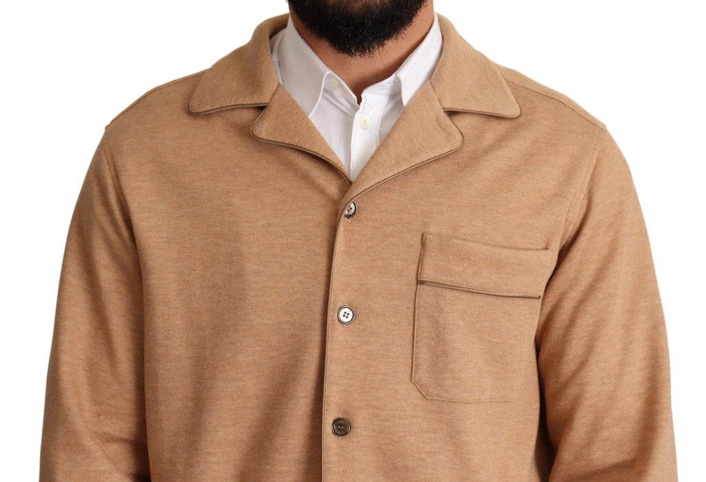 Dolce & Gabbana Brown Cotton Button Collared Coat Jacket by Dolce & Gabbana
