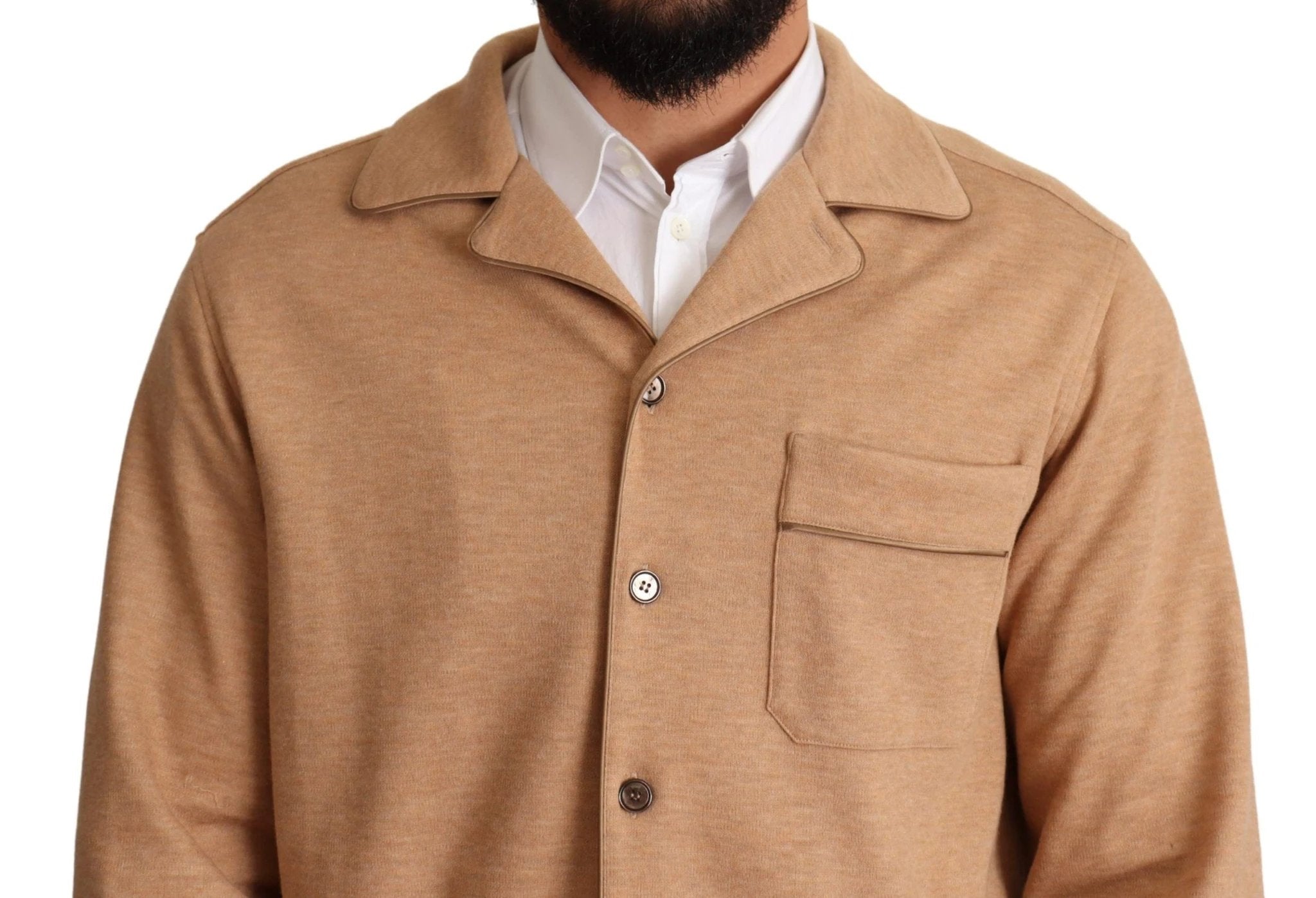 Dolce & Gabbana Brown Cotton Button Collared Coat Jacket by Dolce & Gabbana