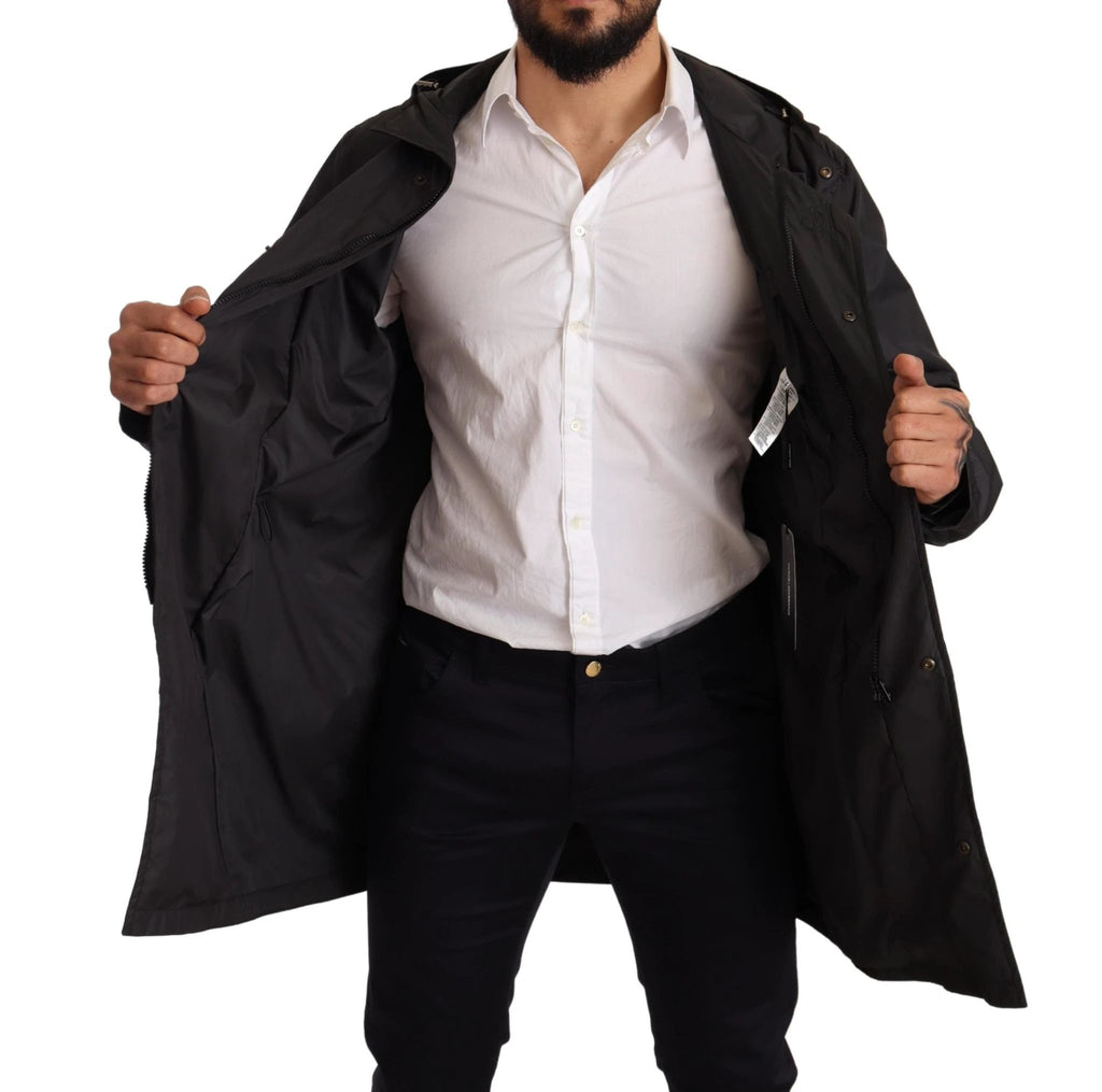 Dolce & Gabbana Black Hooded Mens Trench Coat Jacket by Dolce & Gabbana