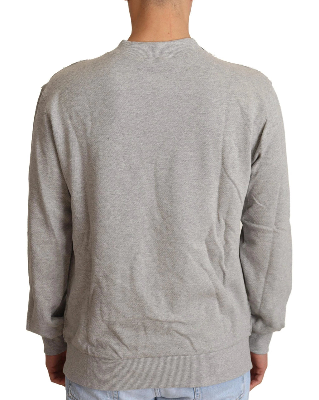 Dolce & Gabbana Gray Cotton Crewneck Pullover Sweater by Dolce & Gabbana