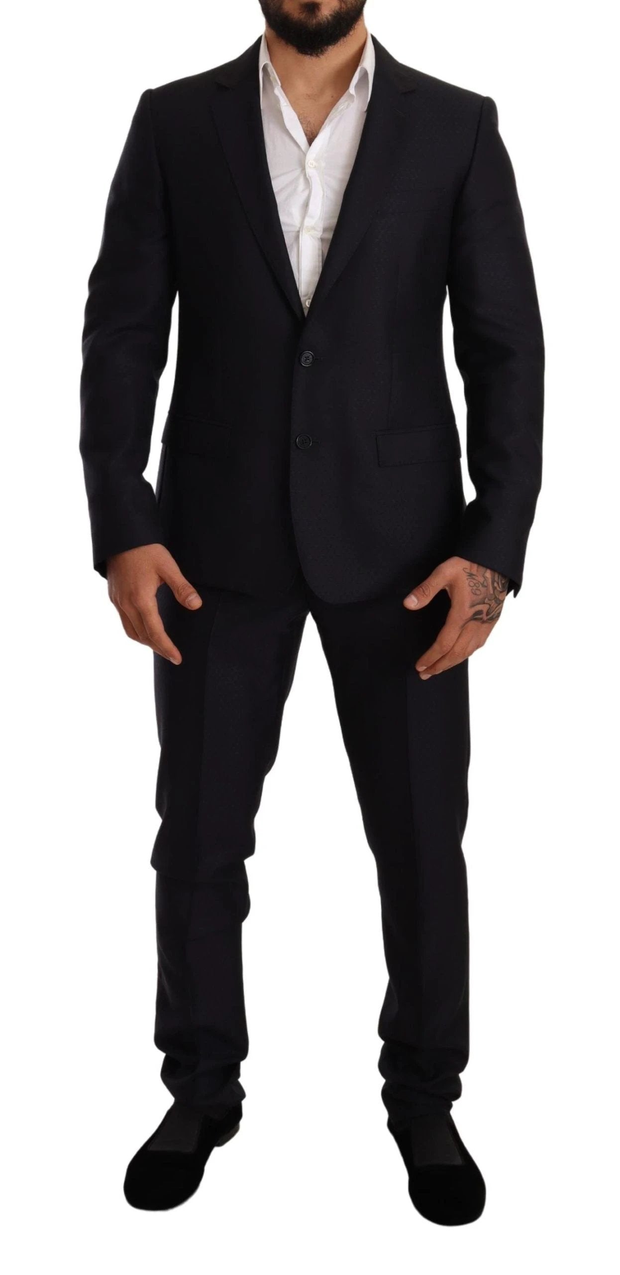 Dolce & Gabbana Blue Pattern MARTINI SLIM FIT 2 Piece Suit by Dolce & Gabbana