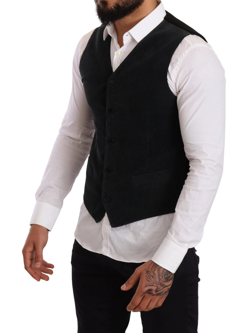 Dolce & Gabbana Black Cotton Single Breasted Waistcoat by Dolce & Gabbana