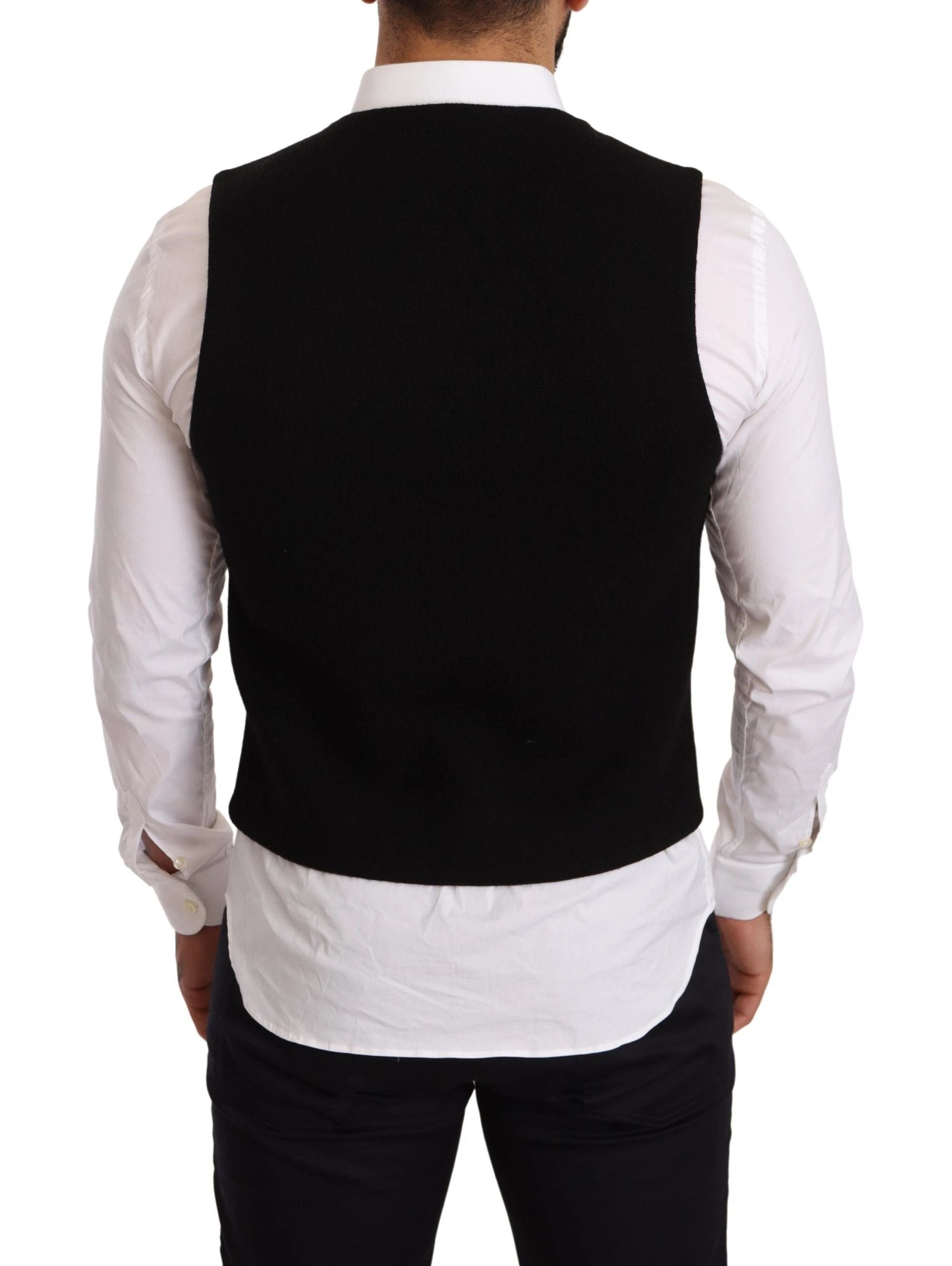 Dolce & Gabbana Black Cotton Single Breasted Waistcoat by Dolce & Gabbana