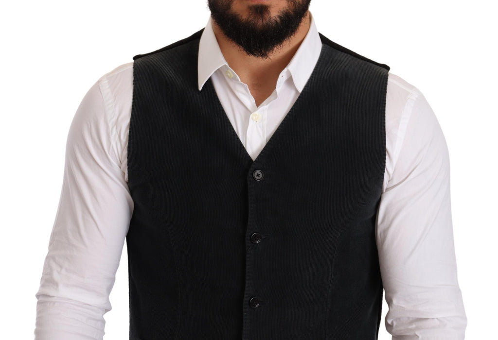 Dolce & Gabbana Black Cotton Single Breasted Waistcoat by Dolce & Gabbana