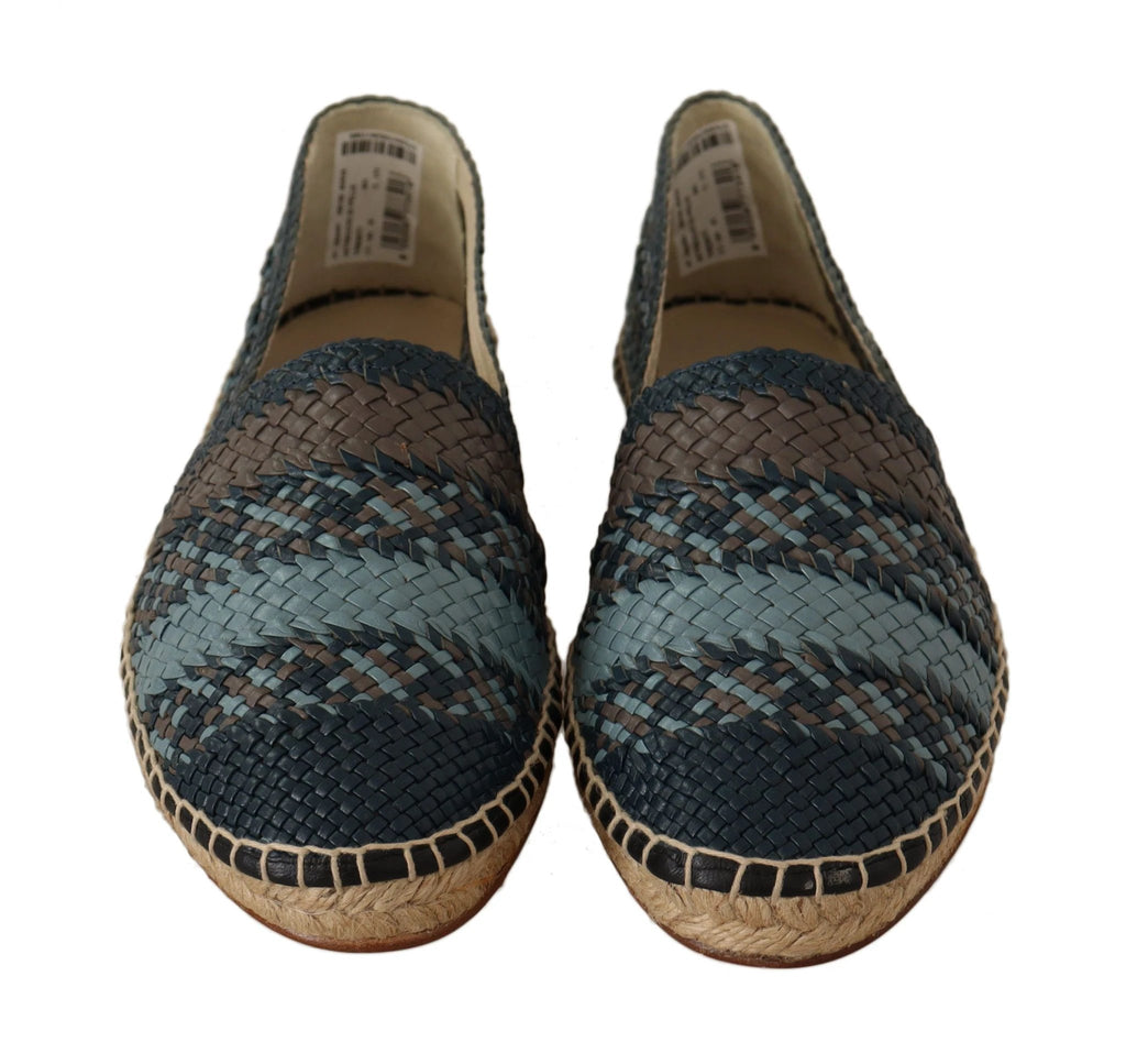 Dolce & Gabbana Blue Gray Slip On Buffalo Espadrille Shoes by Dolce & Gabbana