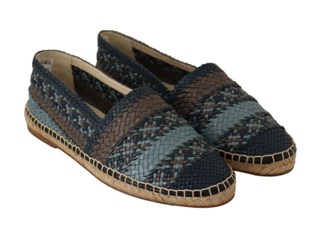 Dolce & Gabbana Blue Gray Slip On Buffalo Espadrille Shoes by Dolce & Gabbana