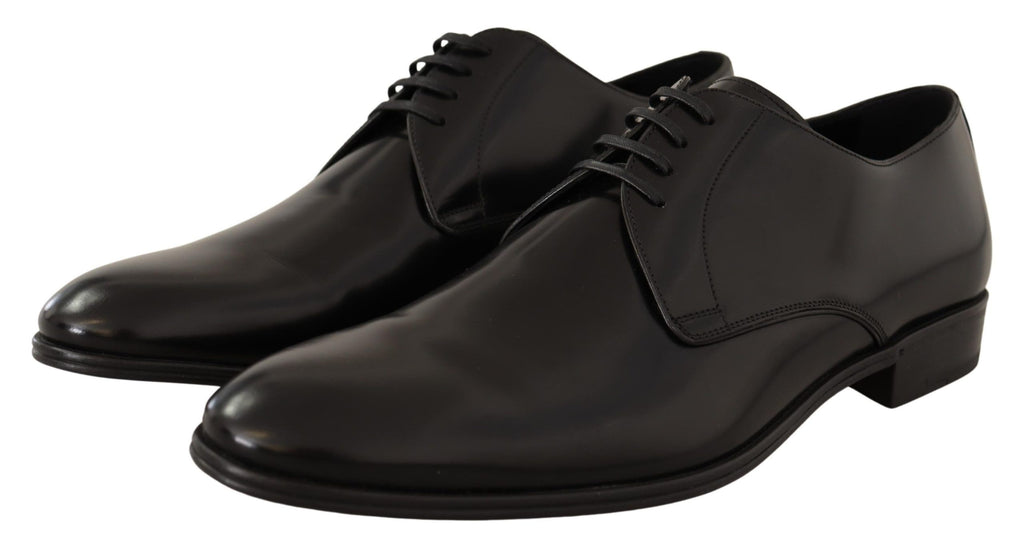 Dolce & Gabbana Black Leather Lace Up Men Dress Derby Shoes by Dolce & Gabbana