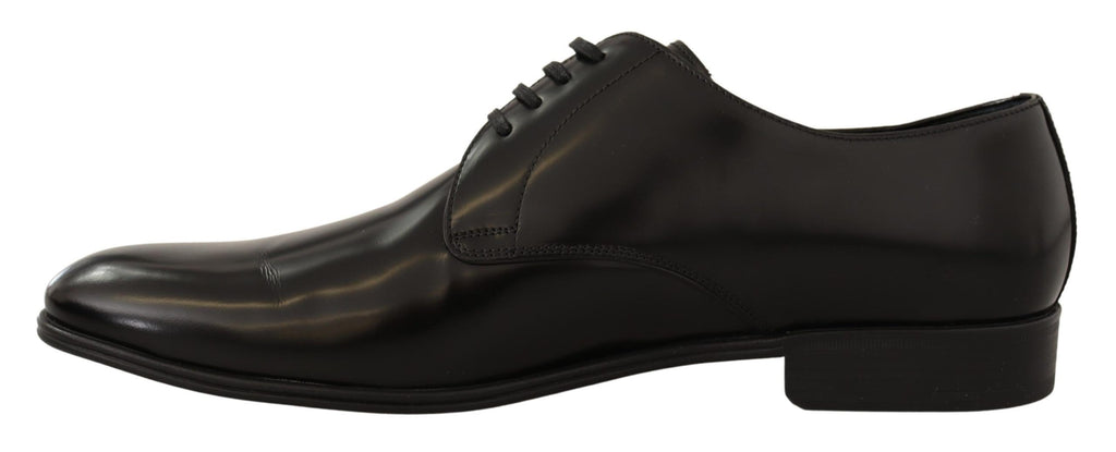 Dolce & Gabbana Black Leather Lace Up Men Dress Derby Shoes by Dolce & Gabbana