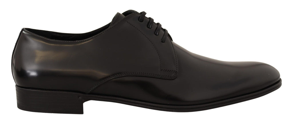 Dolce & Gabbana Black Leather Lace Up Men Dress Derby Shoes by Dolce & Gabbana
