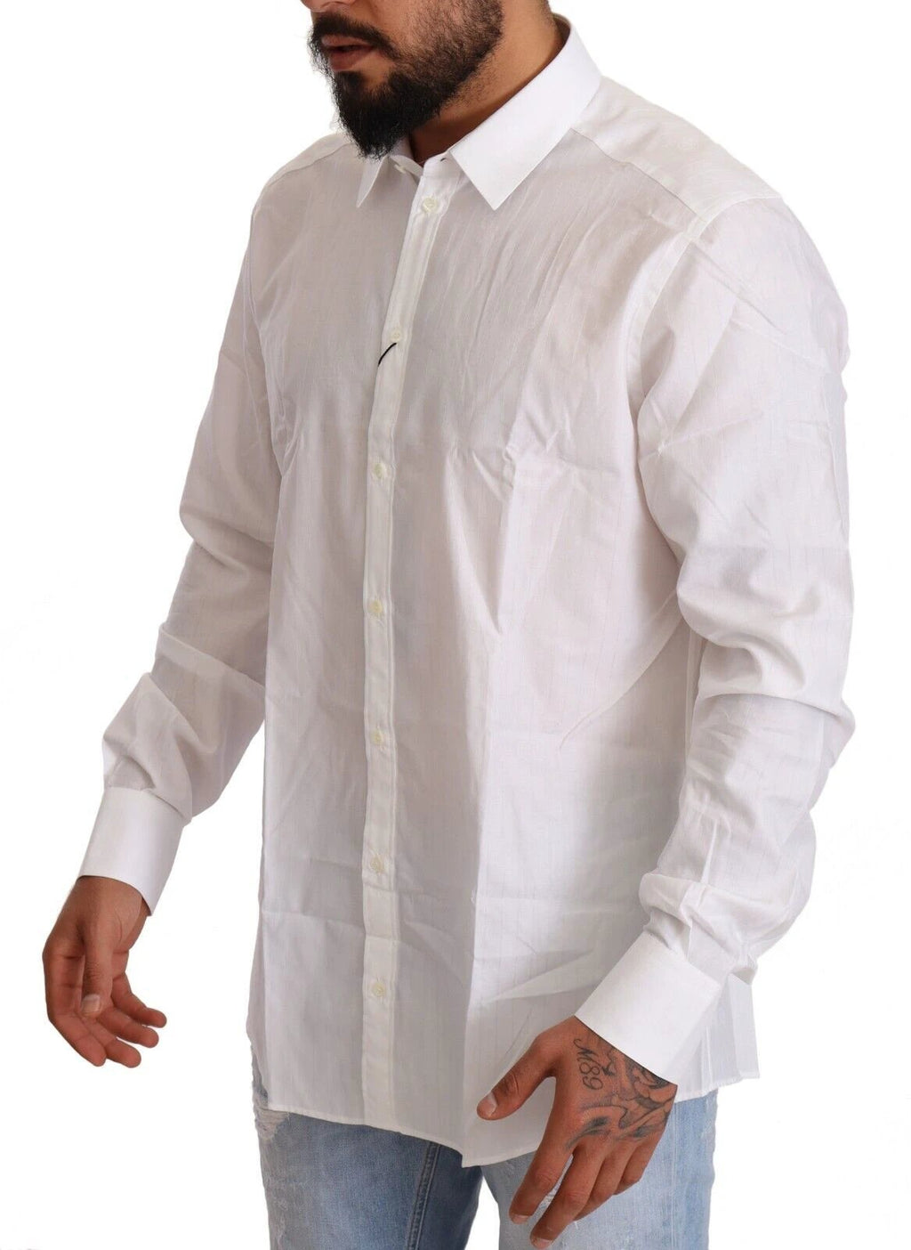 Chemise Dolce &amp; Gabbana Martini blanche en coton, coupe slim, pour homme