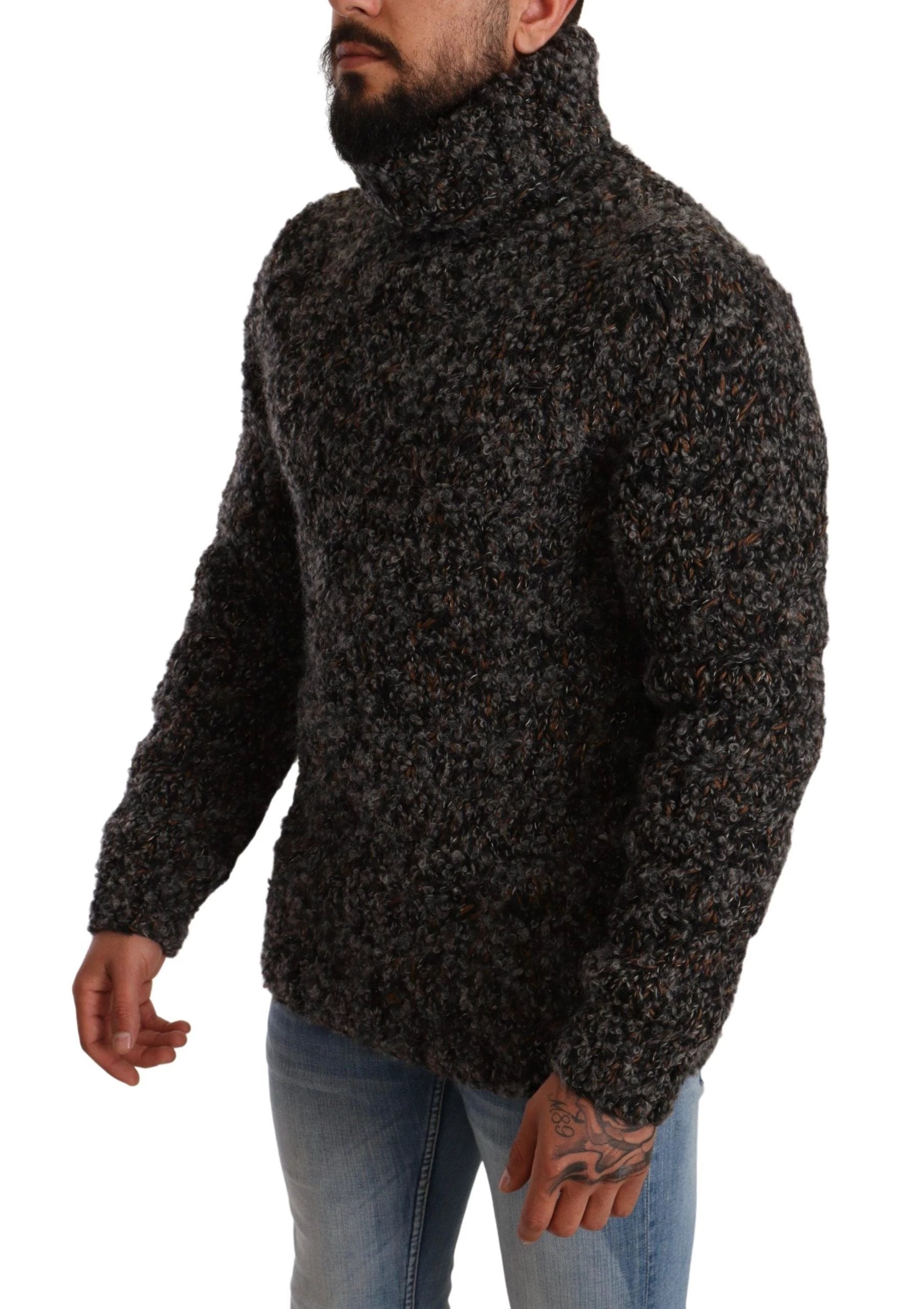 Dolce & Gabbana Gray Wool Blend Turtleneck Pullover Sweater by Dolce & Gabbana
