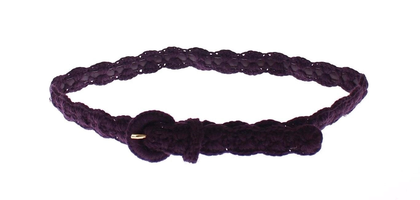 Dolce & Gabbana Purple Cotton Gold Logo Waist Belt by Dolce & Gabbana