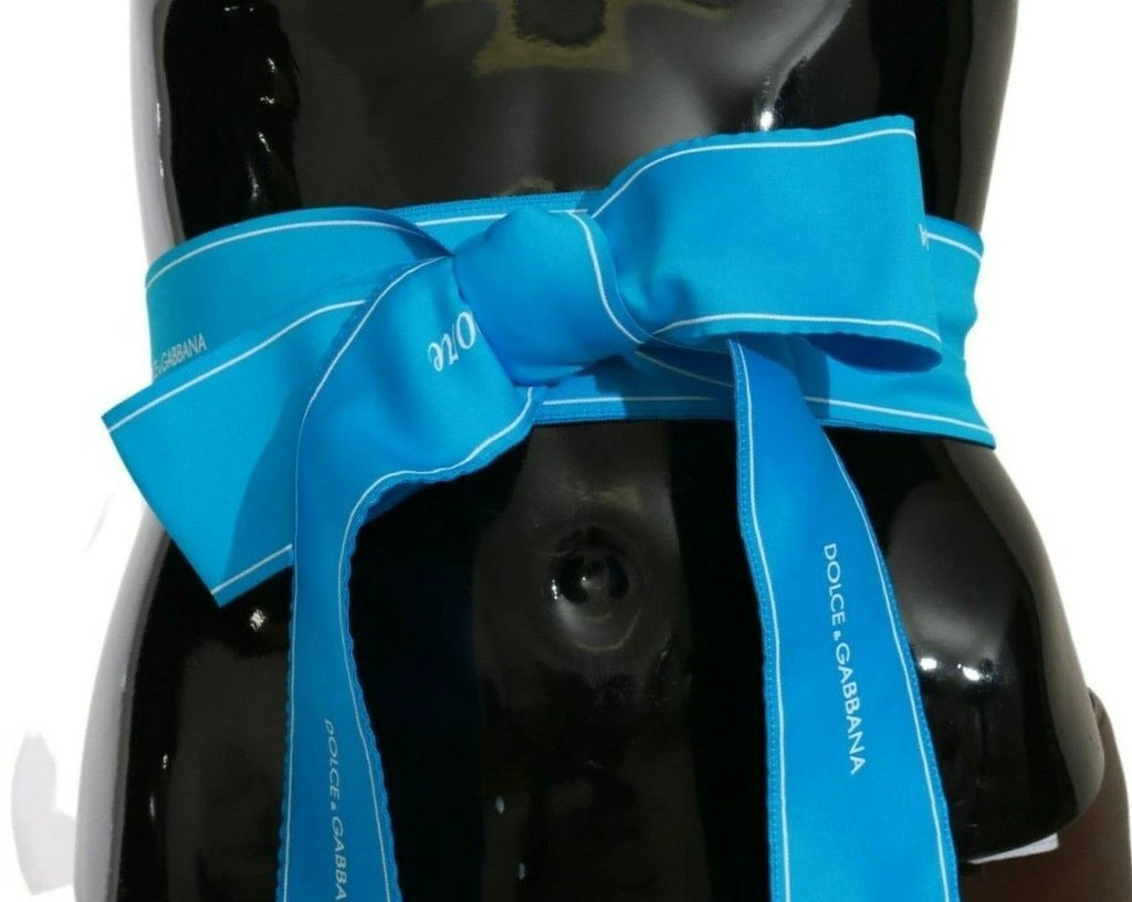 Dolce & Gabbana Blue Waist Ribbon Wide Bow Belt by Dolce & Gabbana