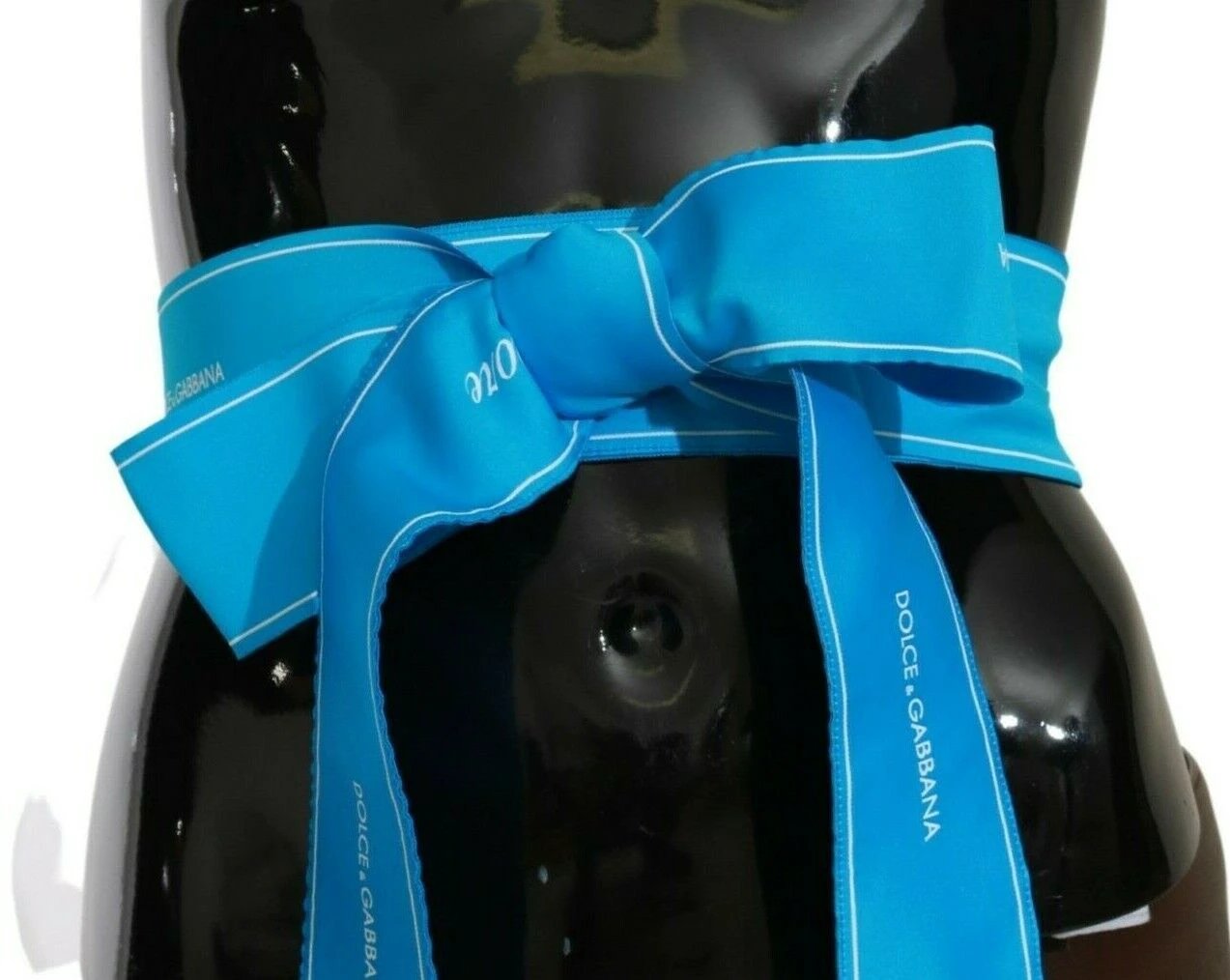 Dolce & Gabbana Blue Waist Ribbon Wide Bow Belt by Dolce & Gabbana