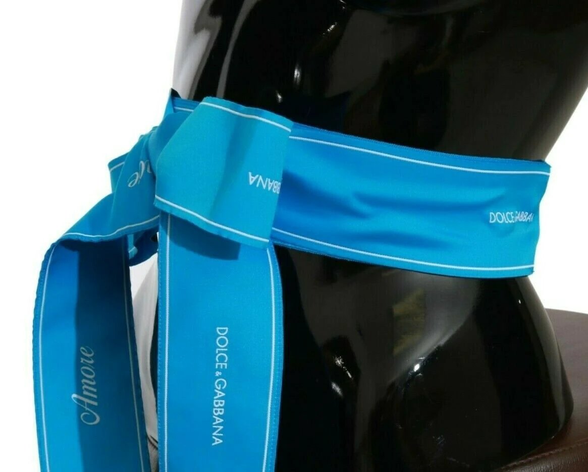 Dolce & Gabbana Blue Waist Ribbon Wide Bow Belt by Dolce & Gabbana