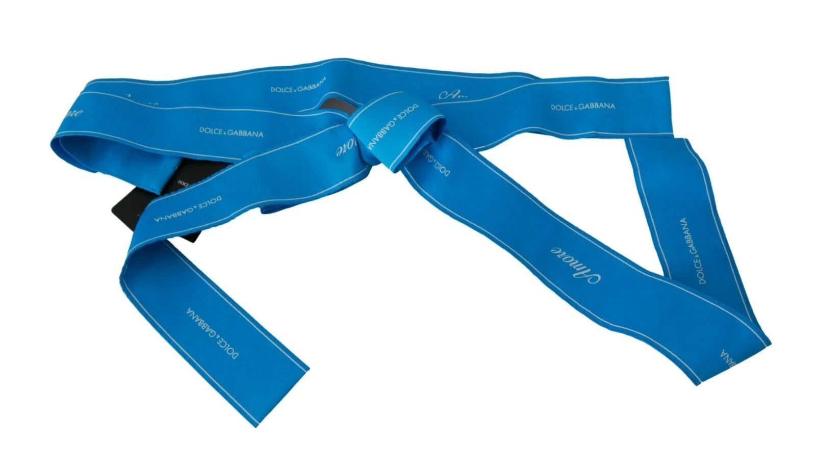 Dolce & Gabbana Blue Waist Ribbon Wide Bow Belt by Dolce & Gabbana